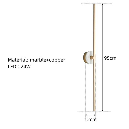 Applique Murale Minimaliste Design Élégant Chic. 95Cm-Marbre Blanc / Lumière Chaude Chambre