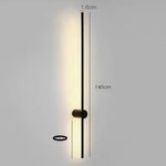 Applique Murale Minimaliste Design Élégant Lumineux 140Cm Noir / Chaud Chambre