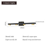 Applique Murale Moderne Design Élégant Lumineux. A-Noir-4 Lumières / Blanc Chaud (2700-3500K)