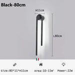 Applique Murale Moderne Design Élégant Minimaliste. Noir-80Cm / Changeable Chambre