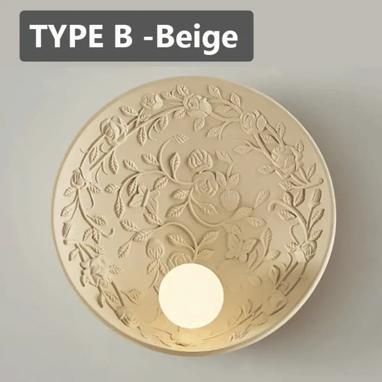 Applique Murale Ronde Vintage Élégante Design. Type B - Beige / Blanc Froid (5500-7000K) Chambre