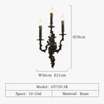 Applique Murale Royale Élégante Design Métal Ancien 729-3B D36 H70 E11Cm Chambre