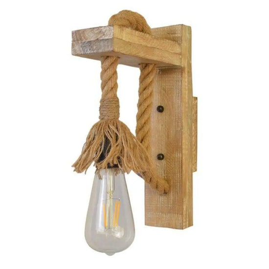 Applique Murale Rustique Luminaire Bois Cordage Vintage Chambre