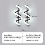 Applique Murale Spirale Élégante Illumination Design B - Noir 2 Pièces / Blanc Chaud