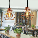 Cage Suspendue Diamant Vintage Couleur Luminaire Doré