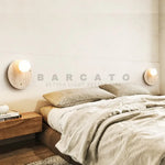 Décor Cercle Lumière Travertin Beige Applique Murale Chambre