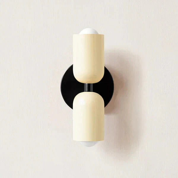 Applique murale cylindrique moderne en métal avec LED à deux lumières