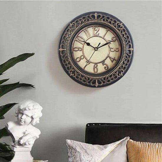 Horloge Métal Vintage 25Cm Antique Luminaire Doré