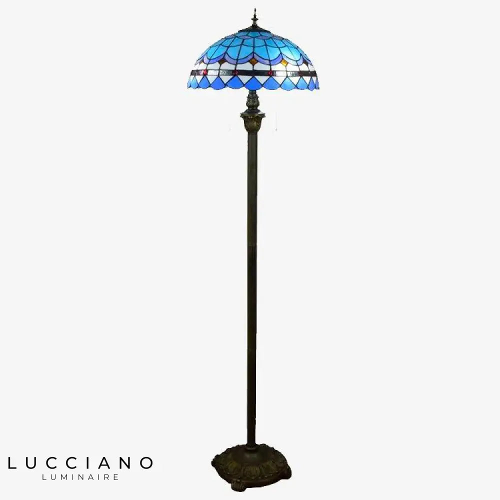 Lampadaire Tiffany Vitrail Bleu Méditerranéen Luminaire Chambre