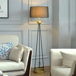 Lampadaire Tripode Métal Et Tissu Rétro Luminaire Chambre