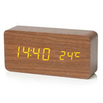 Lampe de Chevet Réveil LED en Bois Moderne