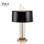 Lampe Dorée Verre Abat-Jour Noir Luminaire Chambre