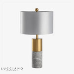 Lampe Led Dorée Marbre Et Abat-Jour Gris Luminaire Chambre