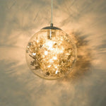 Led Boule Verre Feuilles Chromées. Argenté / 20Cm Luminaire Doré