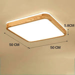 Led En Bois Stylisé Plafonnier Carré - 50Cm Luminaire Chambre