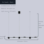 Led Métal Ainoa - Lustre Moderne 6 Lampes Noir / 220V Chaude Luminaire Doré