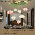 Led Suspension Chinoise Avec Fleurs Lotus 7 Lampes Luminaire Chambre