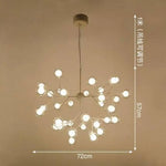 Lustre Arbre Branches Boules Verre Led Blanc - 36 Lampes Luminaire Doré