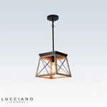Lustre Bois Et Métal Noir