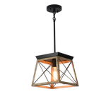 Lustre Bois Et Métal Noir