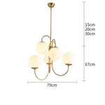 Lustre Branches Dorées Boules De Verre Luminaire Chambre