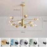 Lustre Contemporain Branches Et Sphères Verre Doré - 12 Lampes / A Luminaire Chambre