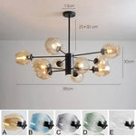 Lustre Contemporain Branches Et Sphères Verre Noir - 10 Lampes / A Luminaire Chambre