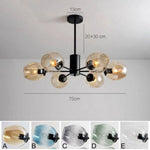 Lustre Contemporain Branches Et Sphères Verre Noir - 6 Lampes / A Luminaire Chambre