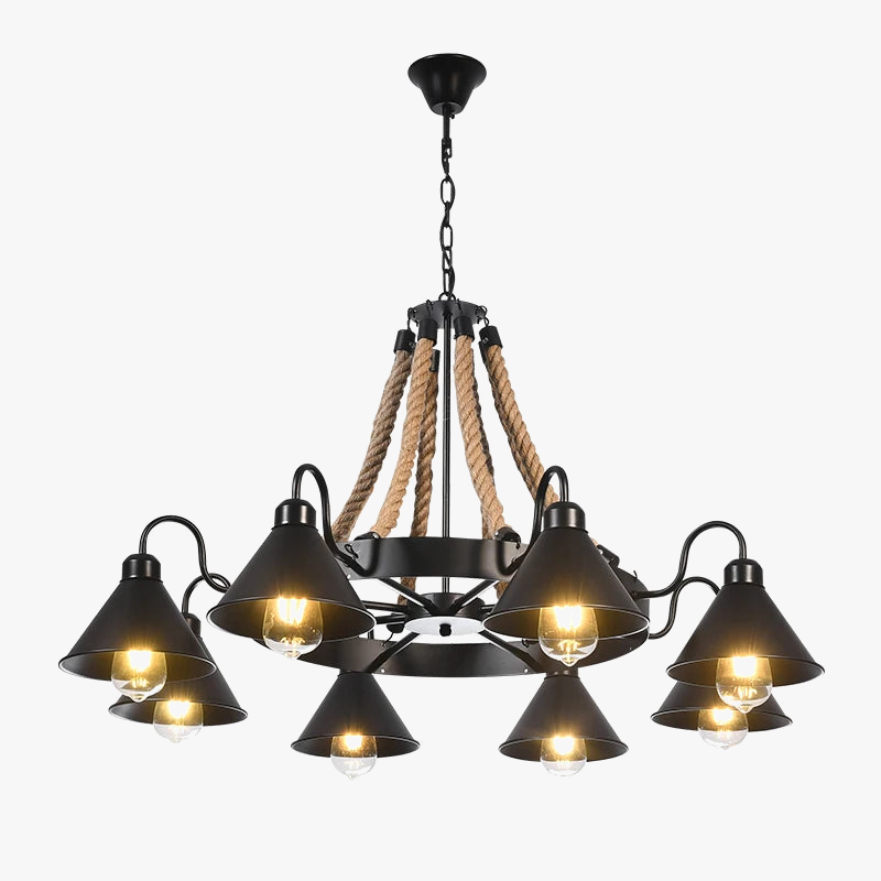 American Coffee Chandelier, Loft Wrought Iron Retro Industrial Style Restaurant and Bar Hot Pot Restaurant Chandelier