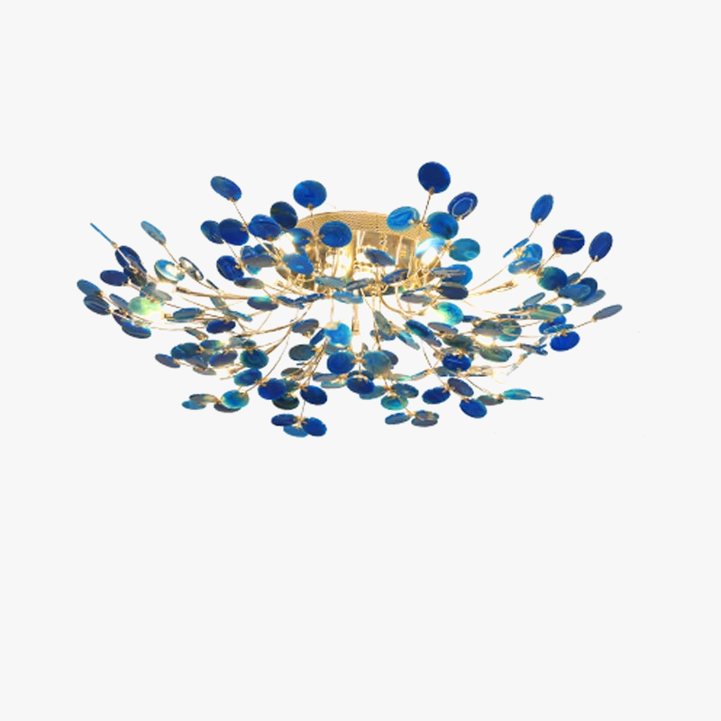 Art Deco design chandelier in coloured LED agate
