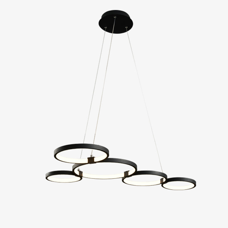 Designer chandelier with suspended luminous rings