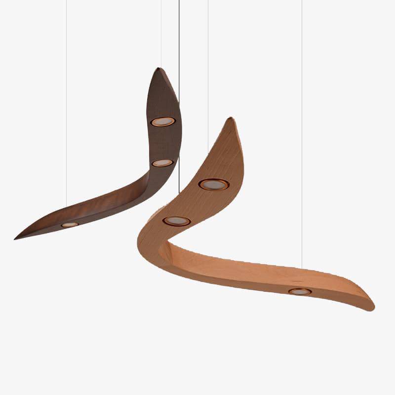 Elegant curved branch wood LED chandelier