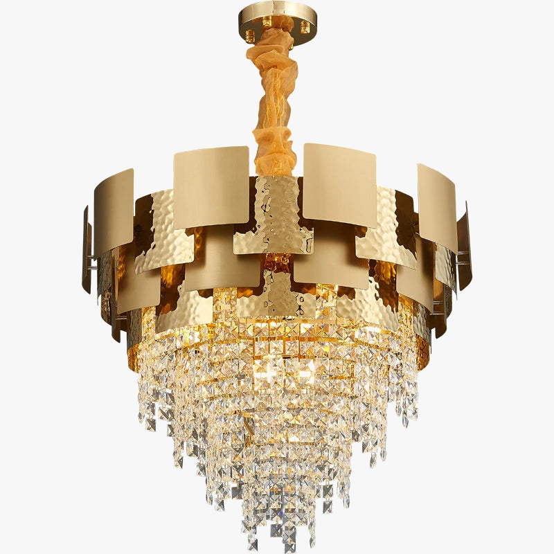 LED stainless steel chandelier with golden crystal