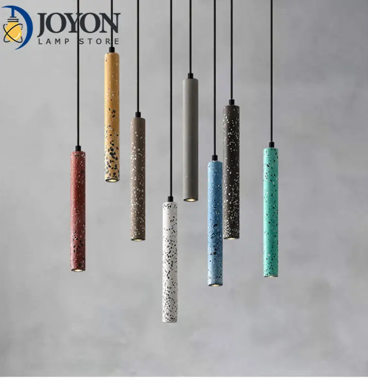 Elegant concrete tube pendant light