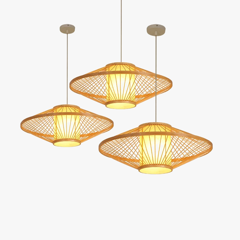 Bamboo chandelier woven tea zen Japanese loft indoor lighting
