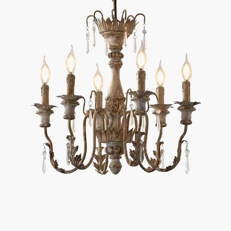 Elegant vintage handcrafted wooden chandelier