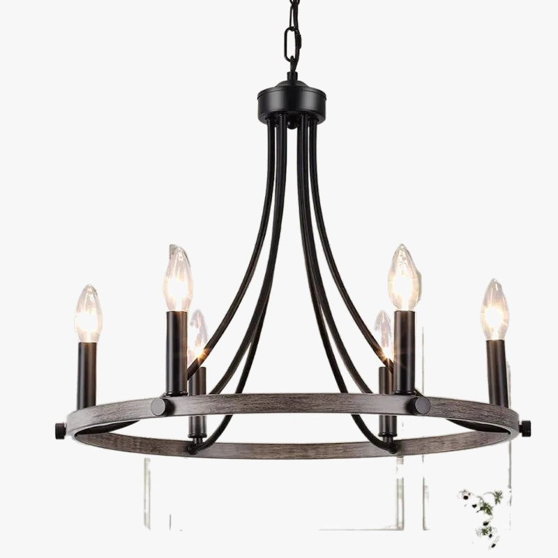 American wrought iron chandelier with 5-head LED lighting