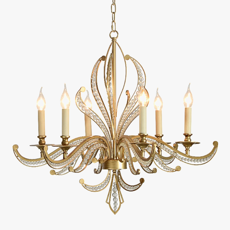 Elegant gilded crystal chandelier