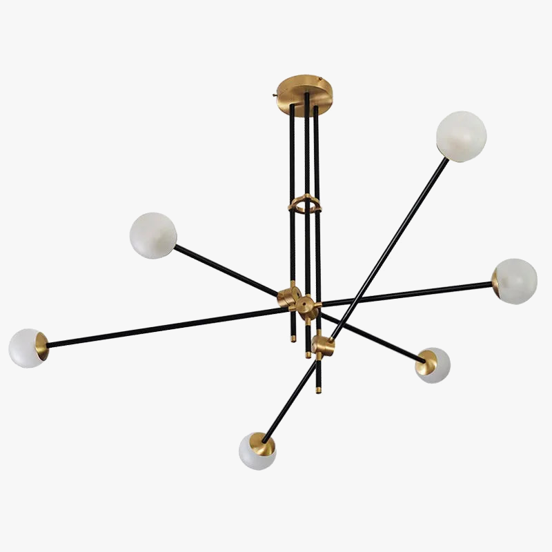 elegant light metal chandelier with glass balls