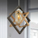 Lustre Industriel Noir Et Bois