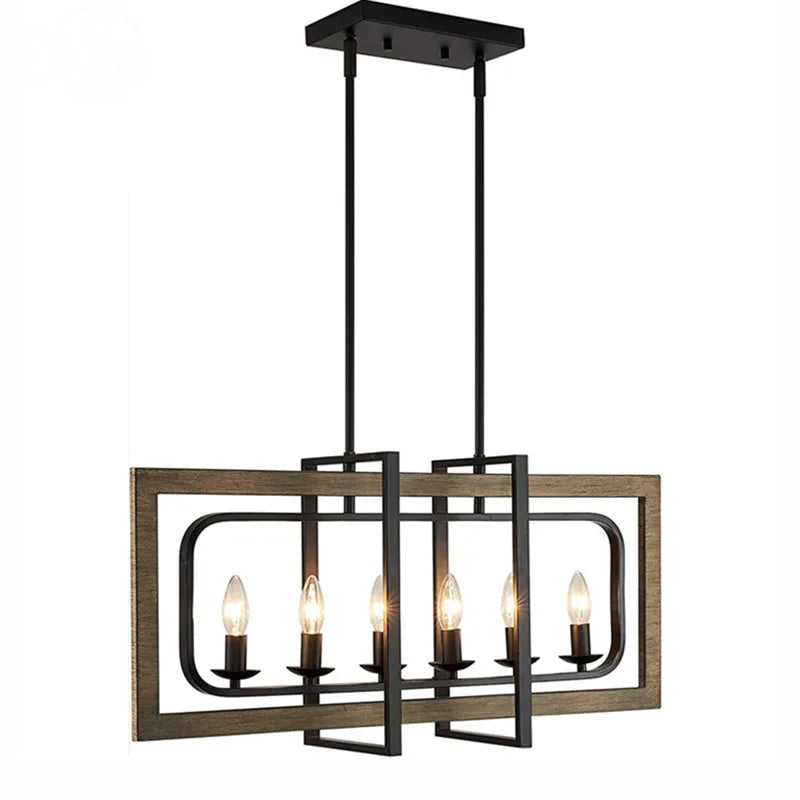 Rustic Industrial Wooden Chandelier