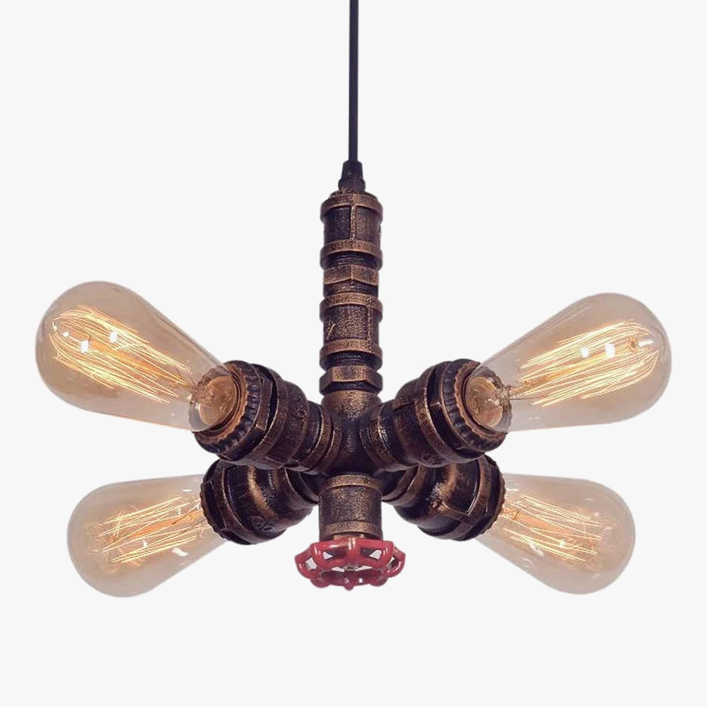Vintage industrial metal illuminated chandelier