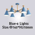 Lustre Led Bois Métal Coloré 6 Lampes / Bleu Luminaire Chambre