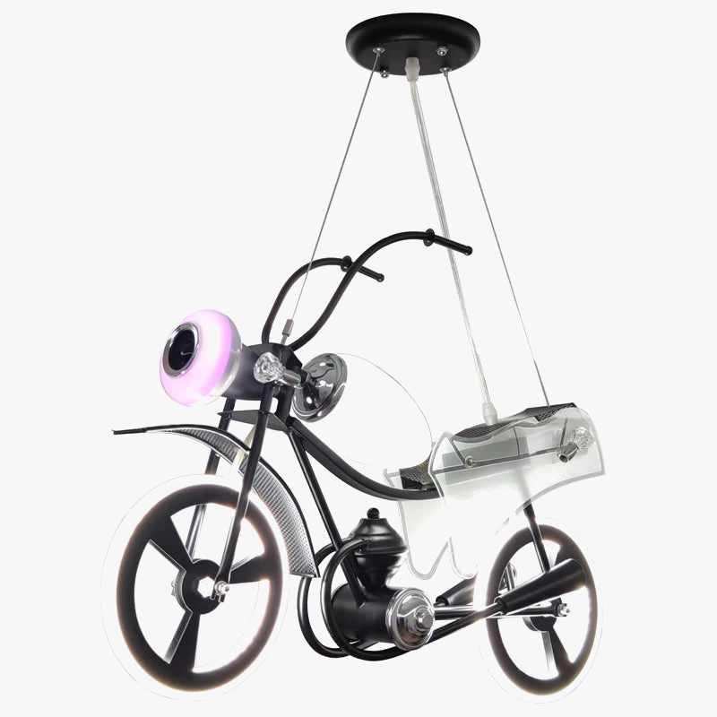 Creative Nordic LED Chandelier for Children's Bedroom, Acrylic Motorcycle