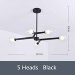Lustre Led Design En Verre Noir - 5 Lampes / Transparent Froide Luminaire Chambre