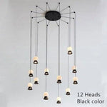 Lustre Led Design Verre Doré 12 Lampes - Noir Luminaire Chambre