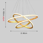 Lustre Led Moderne Anneaux Bois Ibarne 3 - 40X60X80 Cm / Chaude Luminaire Chambre