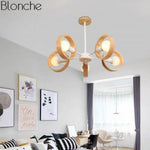 Lustre Led Moderne Disque Bois Japan Luminaire Chambre