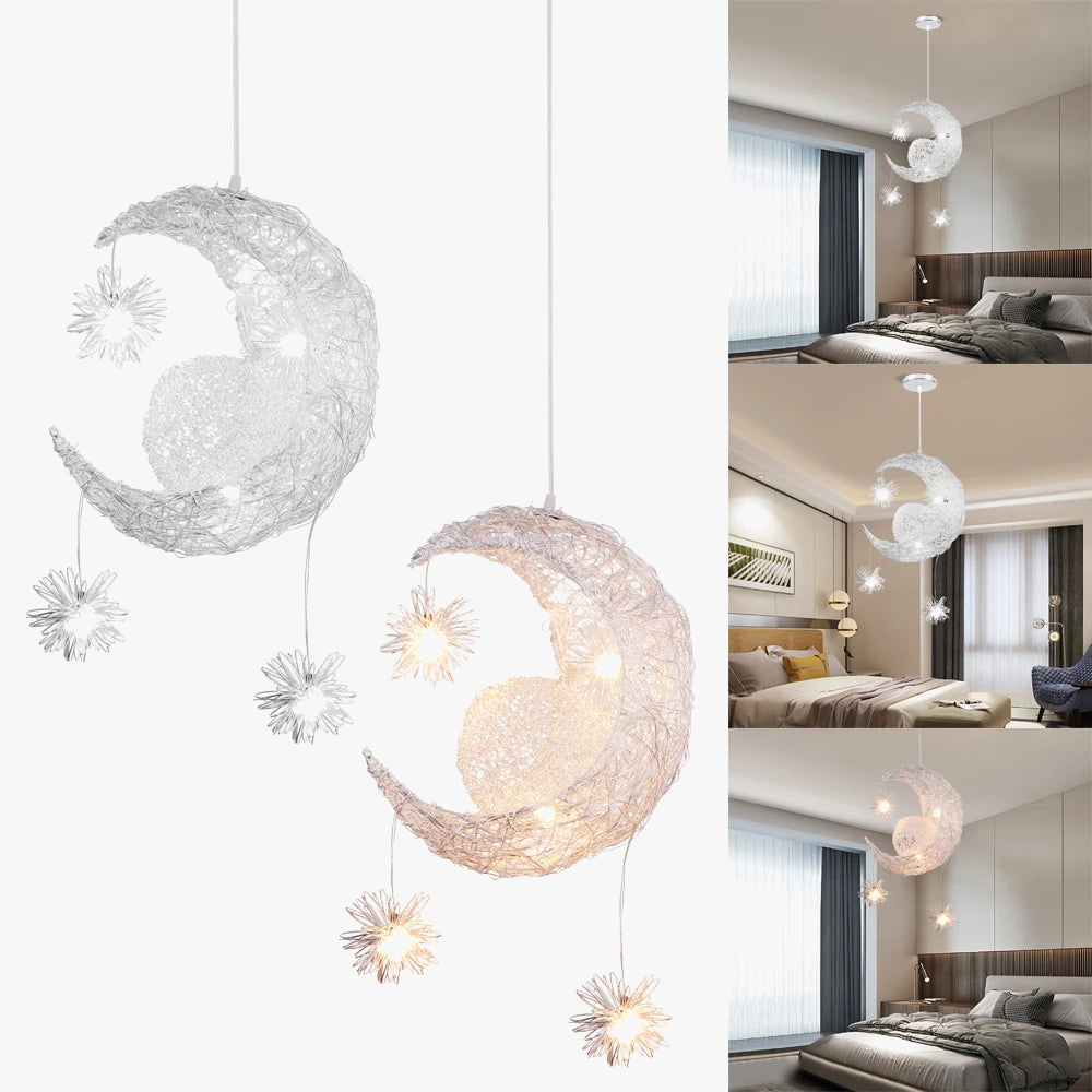 Modern Romantic LED Moon and Star Chandelier