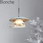 Lustre Led Tasse Céramique Florale Luminaire Chambre